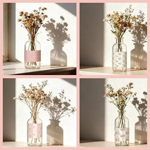 YooNotee 12 Rolls Watercolor Floral Washi Tape Set 15 mm Vintage Flower Decorative Masking Tape for Spring Arts DIY Craft Scrapbook Journal Supplies Gift Wrapping(Light Pink,Polka Dots and Floral) thumbnail 5