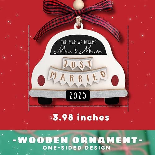 Pawzity Wedding Gifts - Mr and Mrs Gifts - Wedding Gift for Couples 2025, Bride, Future Mr and Mrs - Bridal Shower Bride Gift Ideas for Her, Married Couple, Newlywed - Wood Hanging Ornament 2025 - 01 Wedding thumbnail 2