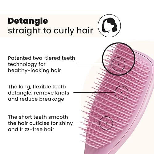 Tangle Teezer Ultimate Detangler Brush for Wet & Dry Hair, Eliminates Knots & Reduces Breakage for All Hair Types, Amazon Exclusive Rosebud thumbnail 2