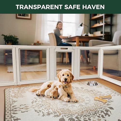 FXW AuraSpace Acrylic Indoor Dog Playpen for Puppies and Small Dogs, 24 Inch, 8 Panels, White thumbnail 4