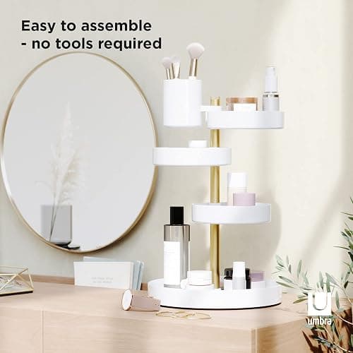 Umbra Pirouette Cosmetic Organizer Whte/Brass thumbnail 6