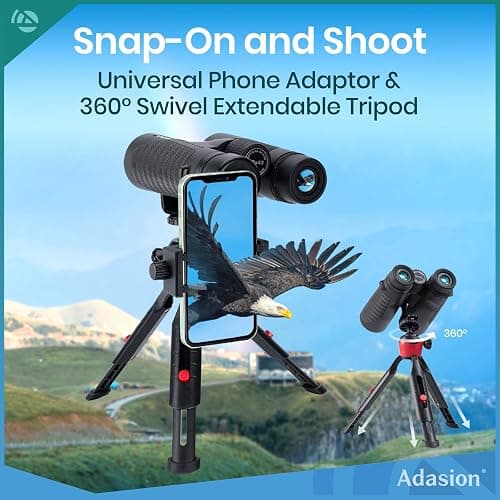 12x42 HD Binoculars for Adults High Powered with Phone Adapter and Tripod, Super Bright BAK4 Prism Waterproof Binoculars for Bird Watching Hunting Hiking Safari Travel Sports thumbnail 4