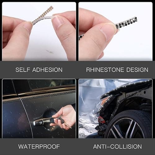 Kingdder 16.4Ft Bling Car Trim Self Adhesive Glitter Crystal Rhinestone Car Interior Exterior Accessories for Women DIY Line Molding Stickers for Auto Dashboard Diamond Ribbon Strips Decor (Black) thumbnail 4
