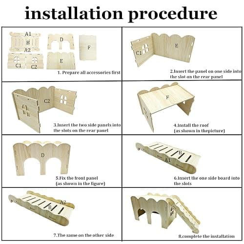 Guinea Pig Hideout Hamster Wood House Maze Platform Detachable Accessories with Ladder for Rat Hamster Squirrel Gerbil Sugar Glider thumbnail 3