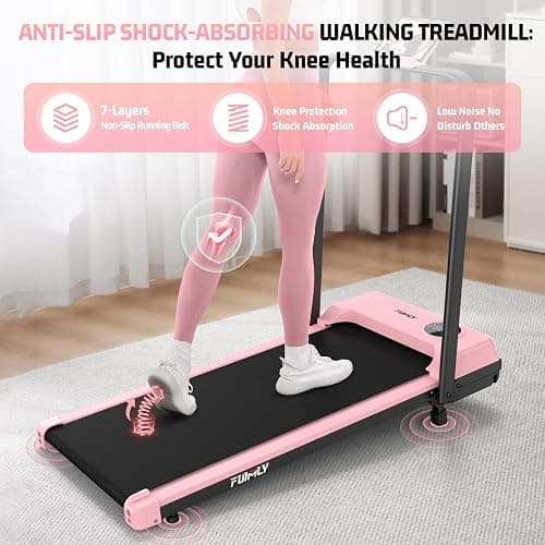 FUNMILY Upgrade Walking Pad Folding Treadmill with 12%/15% & Handle Bar, 3.5HP Foldable Under Desk Compact Treadmills for Home/Office/Gym, 400+lb Capacity, Shock Absorption thumbnail 5