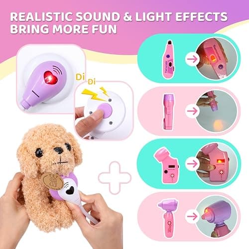 Meland Toy Doctor Kit for Girls, Pretend Play Toy Doctor Set with Dog , Carrying Bag, Stethoscope & Dress Up Costume Gift for Kids Toddlers Ages 3 4 5 6 Year Old for Role Play thumbnail 5