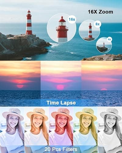 Digital Camera, 4K 64MP Cameras for Photography, Point and Shoot Digital Camera with Auto Focus, Dual Camera, Flash, 16X Zoom, Anti Shake, 32GB Card, Compact Vlogging Camera for Teens, Adults thumbnail 8
