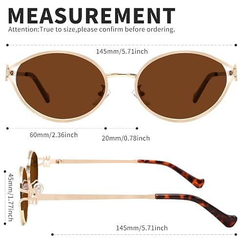 boten Retro Oval Sunglasses for Women Small 90s Sun Glasses | Trendy Gold Frame Round Shades Fashion Vintage Cute Designer Sunnies thumbnail 4