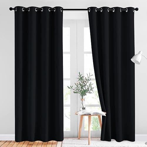 NICETOWN Black Out Curtains for Bedroom 84 inches Long - Light Reducing Thermal Insulated Solid Grommet Curtains/Panels/Drapes for Living Room (Set of 2, W52 x L84) - Image 1