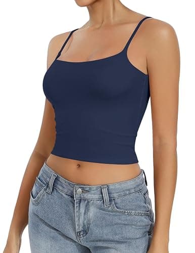 Avidlove Camisole Tank Tops for Women Square Neck Spaghetti Straps Double Lined Y2K Going Out Cami Top thumbnail 5