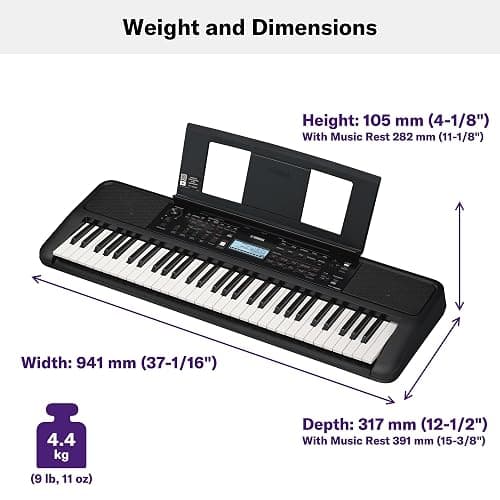 Yamaha 61 Touch Sensitive Keys Portable Keyboard for Beginners with Music Rest, Power Adapter PSR-E383 thumbnail 4