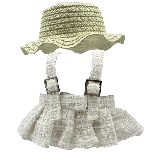 Clothes Made for Labubu 15cm & 17cm (No Doll Included) Fashion Doll Outfit Set Compatible with La bubu Accessories, Dress Up Skirt with hat and Headwear Bow (White) - White thumbnail 3
