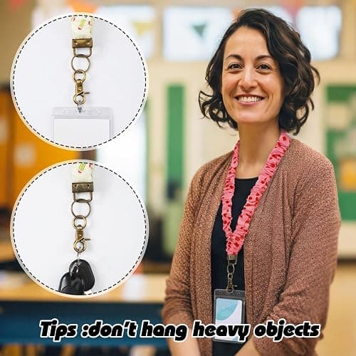 SmoothNovelty 4 Pcs Teacher Scrunchie Lanyards Bulk Cute Apple Notebook Pencil Elastic Stretchy Neck Lanyard for Women Teacher Lanyard for ID Badges and Stretchy Scrunchie Keychain Back to School Gift thumbnail 5
