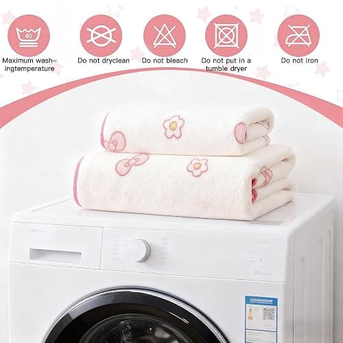 Pink Bath Towels,Soft, Absorbent and Quick Drying Microfiber Bath Towels Set of 2 ，27.5x55 inch Bow Patterned Bath Towel and 13.7x29.5 inch Hand Towel, Suitable for bathrooms, Gyms, Swimming Pools thumbnail 5