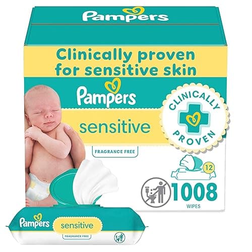 Pampers Baby Wipes Sensitive Perfume Free 12X Pop-Top Packs 1008 Count - 1008 Count (Pack of 12)