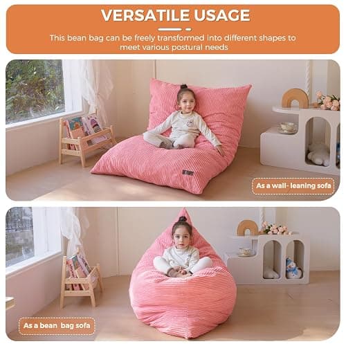 MAXYOYO 3 in 1 Kids Bean Bag Chair, Comfy Floor Sofa with Removed Cover | Convertible Chair Folds from Bean Bag to Lounger, Floor Couch with High-Density Foam Filling, Floor Sofa for Gaming thumbnail 4