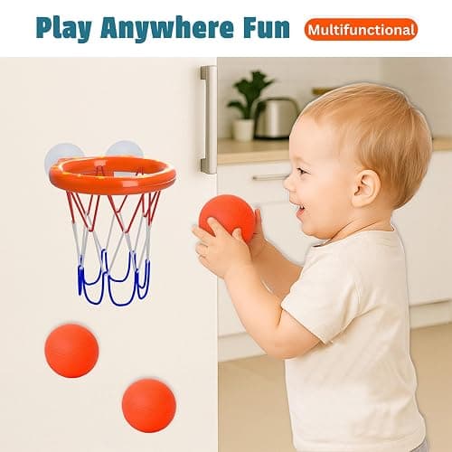 Bath Toys – Bathtub Basketball Hoop for Toddlers, Kids, Boys and Girls | 4 No-Hole Balls & Strong Suction Cups | Fun Basketball Bath Toy for Toddlers thumbnail 8