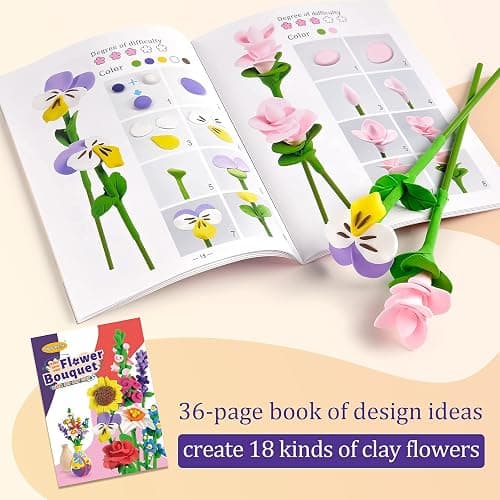 Drama Planet Flower Craft Kit for Kids, Make Your Own Flower Bouquet with Air Dry Clay, Arrange Clay Flowers & Create Personalized Art, Great Gifts for Girls thumbnail 4