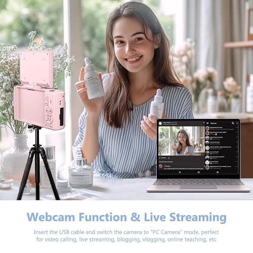 4K Digital Camera for Photography, 64MP Vlogging Camera for YouTube with 3" 180° Flip Screen, 18X Digital Zoom Point and Shoot Camara with 32GB Micro SD Card for Beginner (Light Pink) thumbnail 5