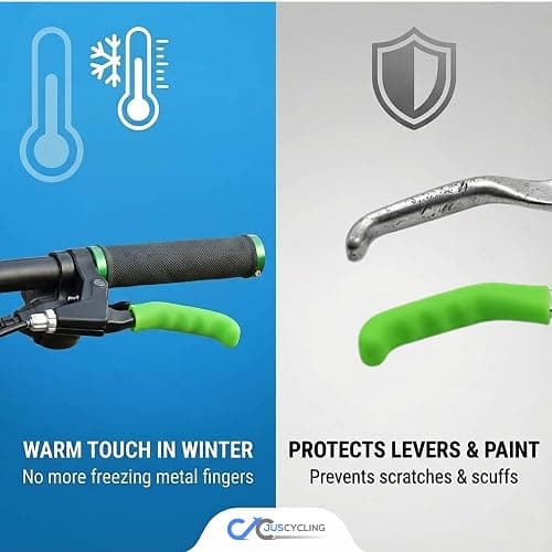 Juscycling Anti-Slip Shock-Absorbing and Comfortable Brake Handle Silicone Sleeve Universal Brake Lever Protection Cover for Road Bike and MTB，2 Pairs (Green) thumbnail 2