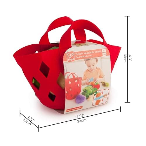 Hape Toddler Vegetable Basket |Soft Vegetable Shopping Basket, Toy Grocery Food Playset Includes Cabbage, Bean Pod, Carrot, and More thumbnail 3