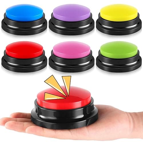 Ovveroche 6 Pieces Recordable Answer Buzzers Button Answer Buzzers Game Show Buzzer Recordable Button Classroom Buzzers Perfect for Study Office Home and Pet Buttons Training Toy - Image 1