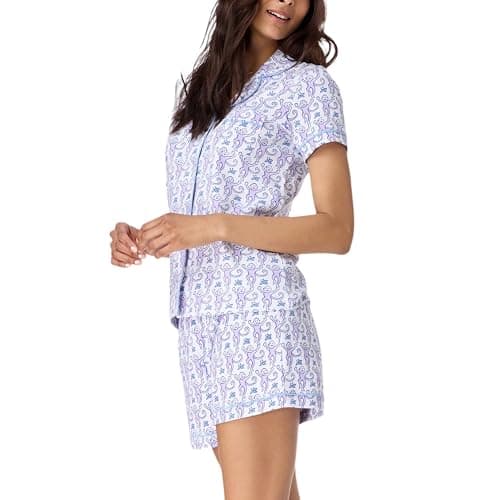 HMPEAIIY Womens Y2k Pajamas Set 2 Piece Button Down Monkey Shorts Set Roller Dupes Rabbit Preppy Loungewear Pjs thumbnail 2