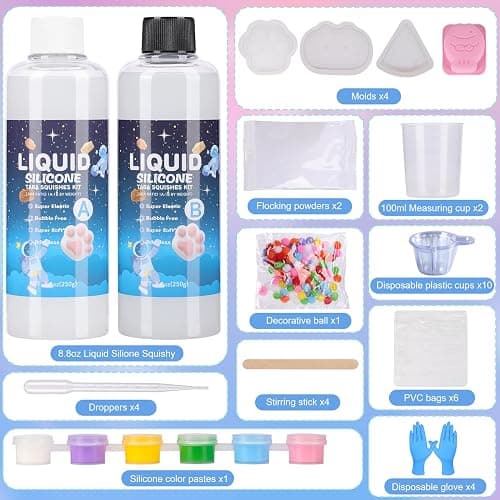 Ktdorns Fun 18oz Taba Squishy Kit with Mold & Flocking Powder - DIY Stress Relief Toy for Taba Squishy Paw and Sticky Lovers thumbnail 2