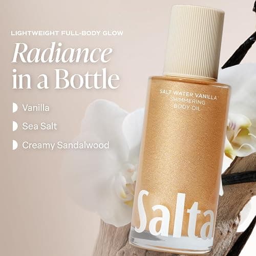 Saltair Shimmering Body Oil | Salt Water Vanilla Radiant Glow | 4 fl oz | Light-reflecting pearls and a silky texture for a luminous-looking finish and smooth post-bath use thumbnail 2