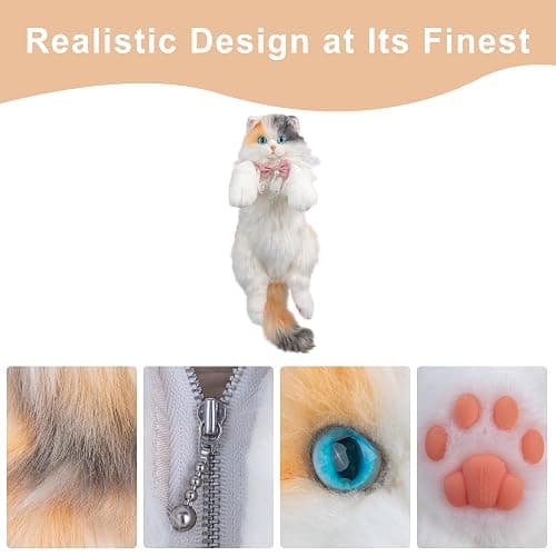 Chongker Cat Shaped Backpack - Handcrafted Stuffed Animals Plush Bag with Adjustable Shoulder, Crossbody, and Handbag Straps (Light Calico Backpack) thumbnail 5