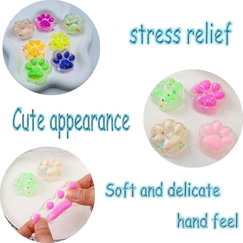 24 PCS cat paws, Taba squishy paw, Cat Paw Fidget Toys,squishy toys with Many Colors. For Kids Adults Boys Girls Birthday Party Anxiety Relaxation Gifts (24pcs-1) thumbnail 4