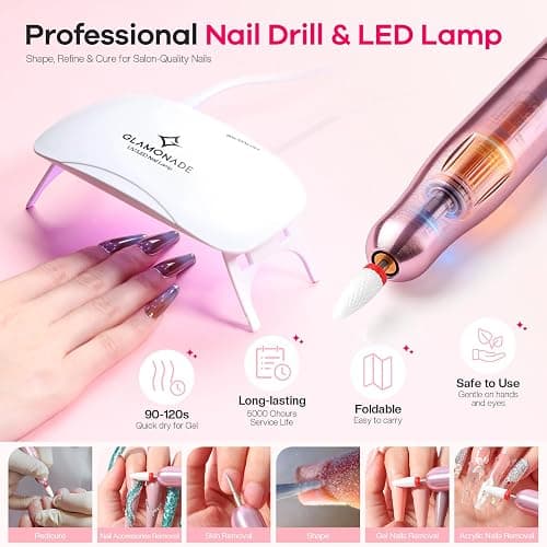 Glamonade Acrylic Nail Kit for Beginners: Professional Nail Set with Drill Acrylic Powder Gel Polish Nail Stamp for Home Starter Practice & DIY Manicure thumbnail 6