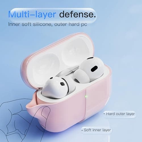 Case for AirPods Pro 3 Never-Sretch-Out DamonLight Shock-Proof Protective Semi Hard Silicone Case Compatible with Apple Airpods Pro 3rd Generation (Pink) thumbnail 2