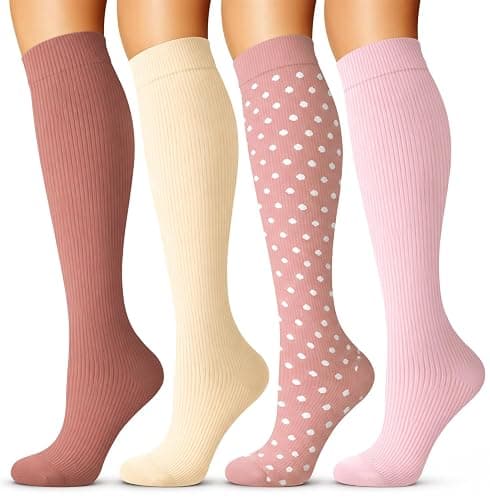 4 Pairs-Compression Socks for Women&Men Circulation-Best Support for Nurses,Running,Athletic - Image 1