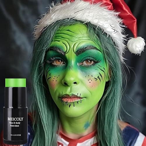 MEICOLY Lime Green Face Body Paint Stick,Christmas Stocking Stuffers,Elphaba Green Face Paint,Body Paint for Halloween SFX Cosplay Witch Makeup,Hunting Camo Paint,St Patricks Day Accessories thumbnail 4