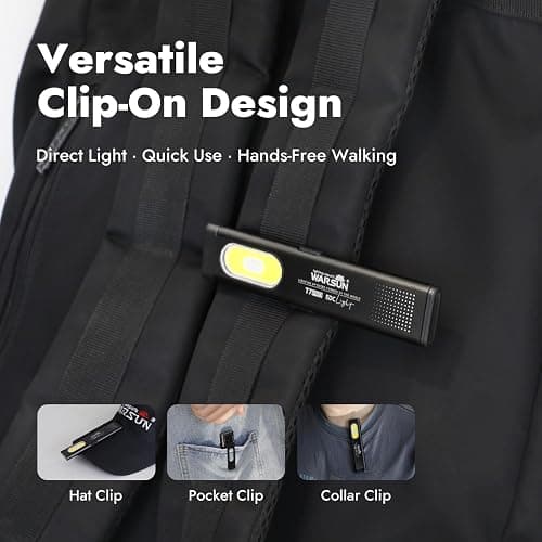 WARSUN Compact Multi-Mode Pocket LED Flashlight - 675LM, USB-C Rechargeable, IPX4, Dual Material, Red/Blue Strobe, for Everyday Carry & Travel thumbnail 5
