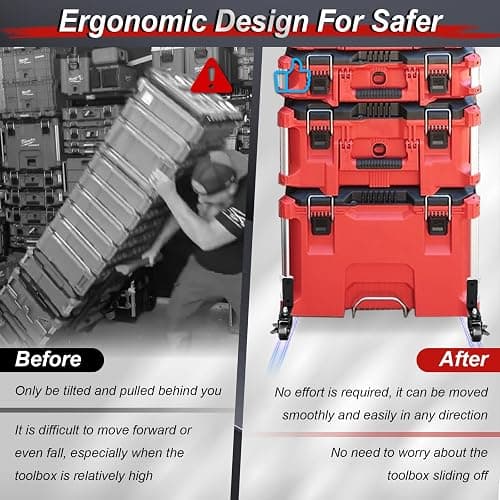 Upgraded 360° Dual Front Wheels, Packout Wheels Compatible with Mil.Waukee Packout Rolling Toolboxes, Packout Toolbox Accessories, 200 Lbs Capacity thumbnail 3