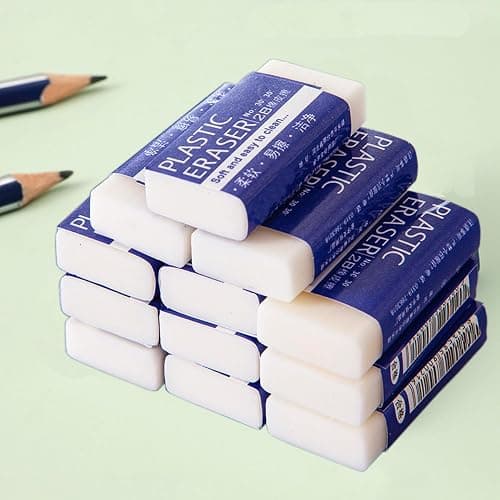 White Erasers, 12 Pack Pencil Erasers Bulk for Supplies Office Prize Gifts (White 12 Pcs) thumbnail 5