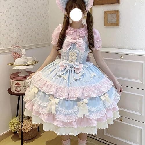 Sweet Pink Lolita Dress for Women – Ideal Cosplay Costumes and Party Attire with Elegant Bow and Lace Design thumbnail 4