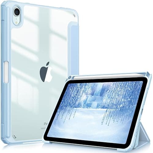 Fintie Hybrid Slim Case for iPad Mini 7 (A17 Pro, 7th Generation) 2024 / iPad Mini 6 (6th Gen) 8.3 Inch, [Built-in Pencil Holder] Shockproof Cover Clear Transparent Back Shell, Blue - Image 1