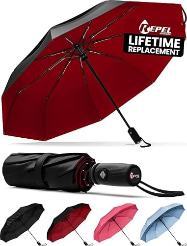 Repel Umbrella Windproof Travel Umbrellas for Rain - Easy Auto Open Close, Durable & Compact Umbrella, Strong Fiberglass Frame, Waterproof Canopy - Backpack, Purse, Portable Umbrella for Travel - Image 1