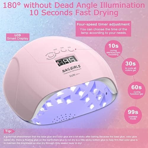 UV LED Nail Lamp,NAILGIRLS Gel Nail Lamp Professional 150W Gel Polish Nail Dryer Curing Lamps with 4 Timer Presets, Auto Sensor, Detachable Base, Nail Art Tools for Fingernail thumbnail 5