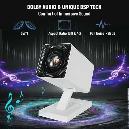 Mini Beamer 4K Mini Projektor WiFi6 und Bluetooth 5.0，150 ANSI Lumen Tragbarer Videoprojektor, Automatische Vertikale Korrektur und 130 Zoll, Heimkino Smart Beamer Kompatibel mit Telefon/PC/HDMI USB thumbnail 7