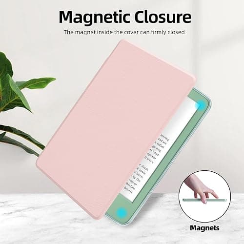 MOROCK Case for All-New Kindle(11th Generation, 2024/2022 Release), Lightweight PU Leather and PC Clear Acrylic Back Cover, Auto Sleep/Wake Case for Kindle 11th Generation 2024/2022, Pink thumbnail 3