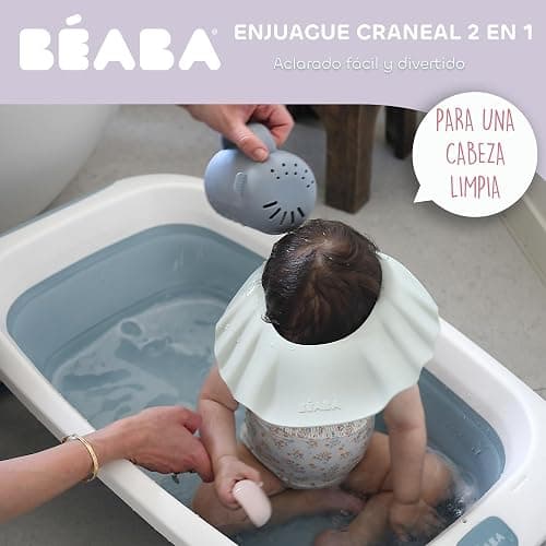 BÉABA, Enjuague Cabeza Bebé, Rociador Baño/Ducha, Juegos de Baño, 2 en 1, Enjuague Cabello y Juegos de Agua de Baño, 2 Tipos de Lluvia, Tapa Extraíble, Silicona, Guijarro thumbnail 3