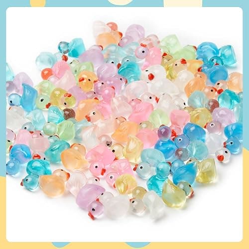 Fensong 100Pcs Luminous Mini Resin Ducks, 10 Bright Colors Glow in The Dark, Waterproof Tiny Ducks for Hiding, Garden and Aquarium. thumbnail 6
