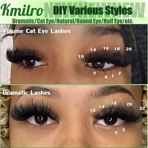 Kmilro Lash Clusters with Bottom Lashes Cluster Eyelash Extensions Wispy 10-22mm Volume Individual Lashes with Lower Eyelash Clusters 316pcs 150D+200D Thick False Lashes DIY at Home thumbnail 2
