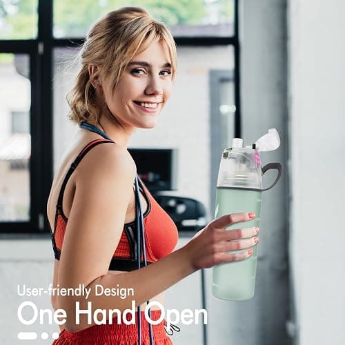 Qshare Misting Drinking Water Bottle, Spray Mist Sports Bottle for Outdoor Sport Hydration and Cooling Down, FDA Approved BPA-Free Misting Water Cup with Unique Mist Lock Design thumbnail 9