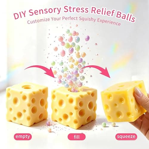 4PCS Cheese Squishy Skin, TPR Fillable Peanut Empty Squishy Skin with Plugs | DIY Peanut & Cheese Empty Squishies Skins, Food Squishies, Adult Stress Relief Supplies For Handmade Squeeze Balls thumbnail 4