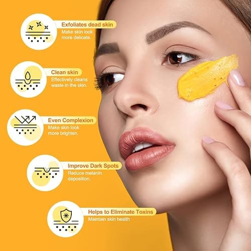 Vitamin C and Turmeric Face Scrub Cream Organics Microdermabrasion Facial Scrub Exfoliating Clears Blackheads Improve Dark Spot Acne with Strawberry Extract Exfoliator 130g/4.5oz thumbnail 3